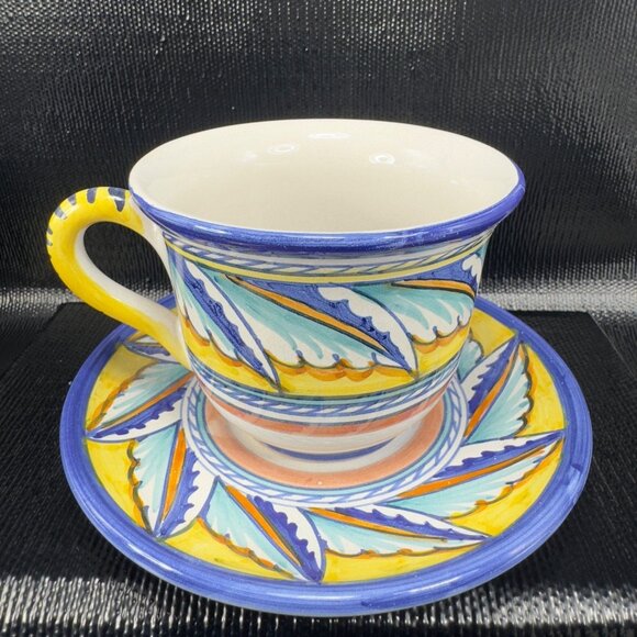 Starbucks Sberna Deruta Italy Hand Painted Pottery Teacup And Saucer Set Italy - Picture 1 of 11
